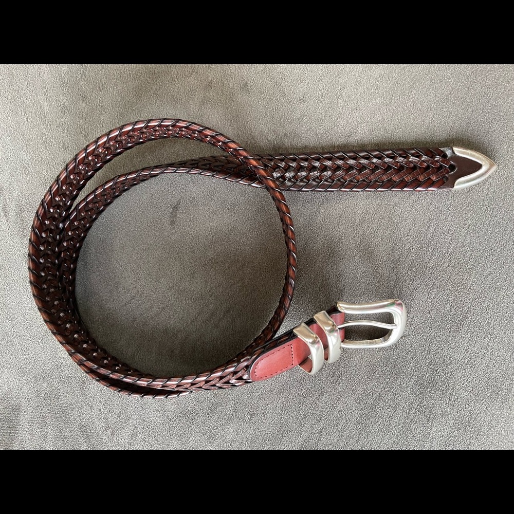 Mens woven leather belt